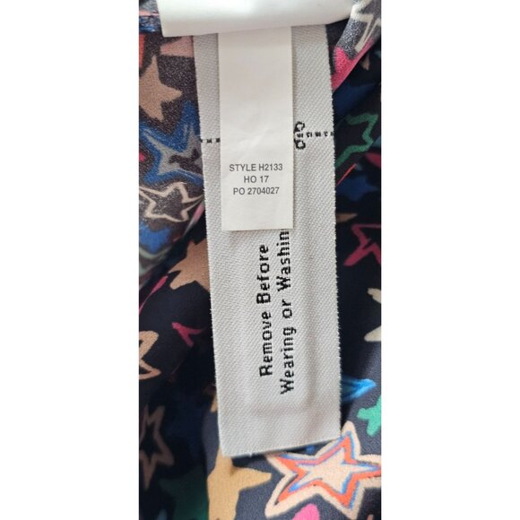 J. Crew Womens One-Shoulder Kaleidoscope Star Top Size 4 Black Multicolor - Picture 8 of 8